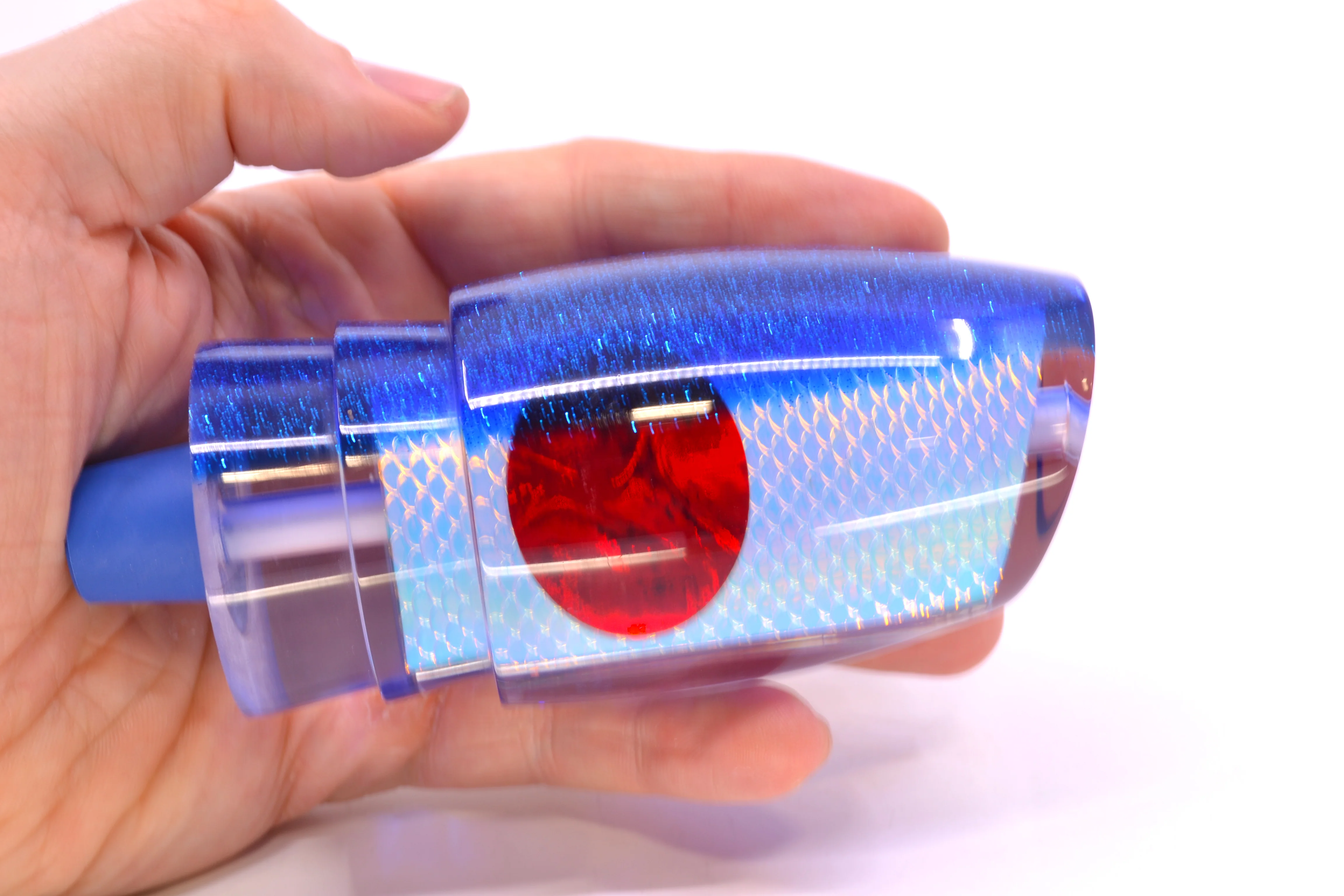 TANTRUM Lures Ice Rainbow Scale Blue Glitter Back Red Eyes XL Bandit 14" 9.7oz - Image 5